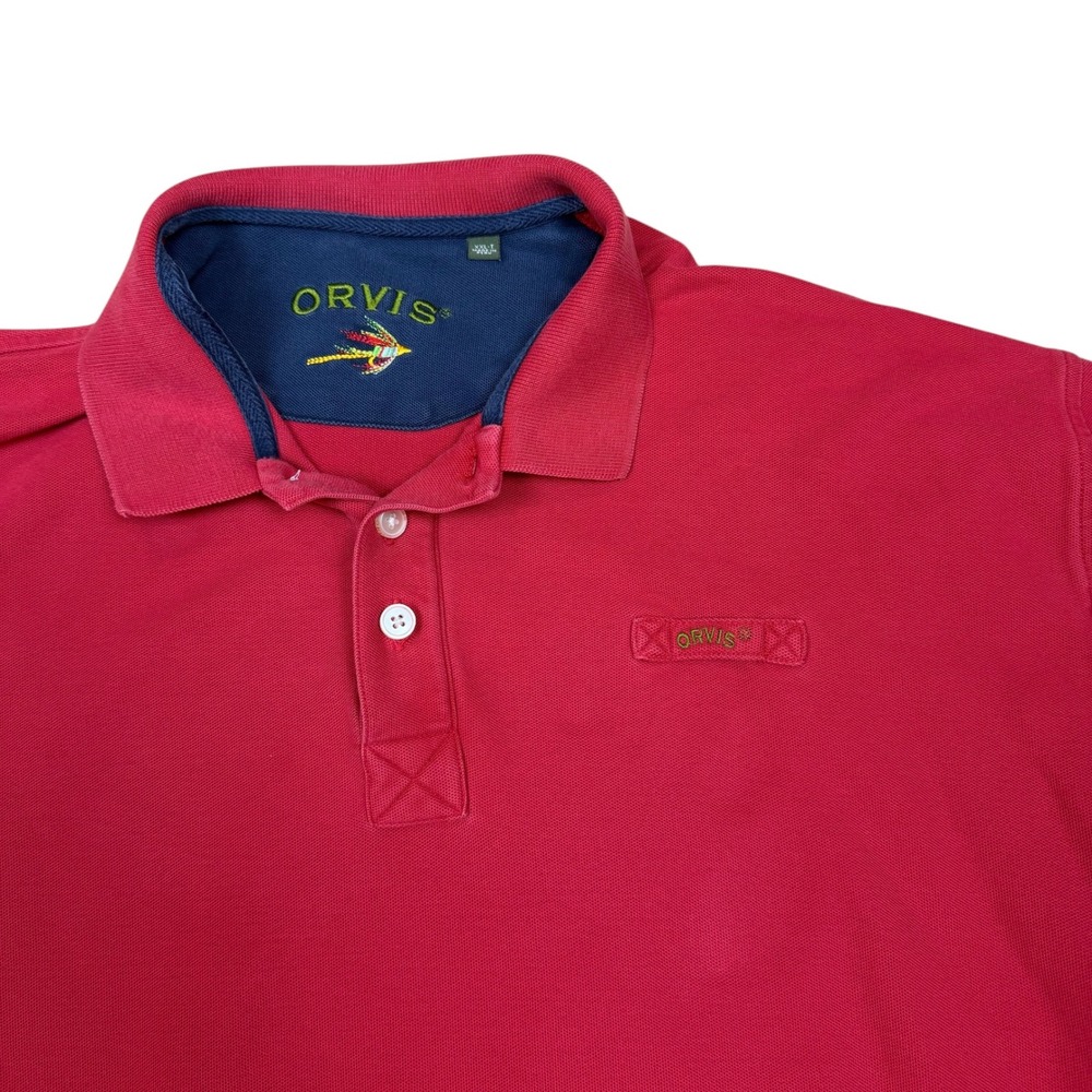 Orvis Mens XXL Tall Red Pique Polo Shirt Short Sleeve Fly Fishing Lure Logo